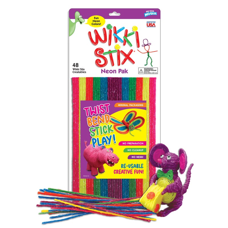 WikkiStix Arts and Crafts for Kids Triple Play Pack, Non-Toxic, Waxed Yarn, Fidget Toy, Reusable Molding and Sculpting Playset, American Made by Wikki Stix, 3 Color Sets, 144 Count - Image 2